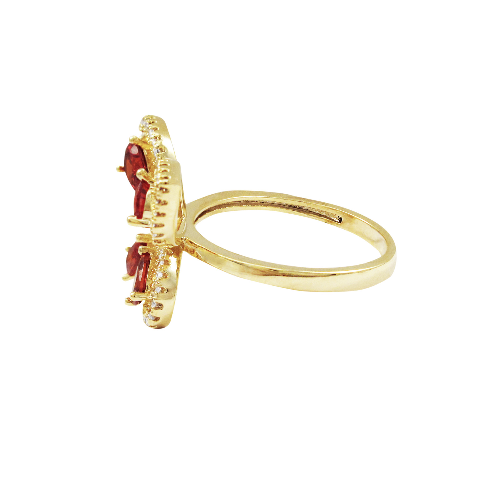 Wholesale Lot Of 50 Gold Plated Butterfly Rings - Garnet Teardrop CZ with White CZ Border - Sizes 5,6,7 And 8 - Suggested Retail Price $20.00 Each - Your Price Is Only $3.00 Each - Image 6