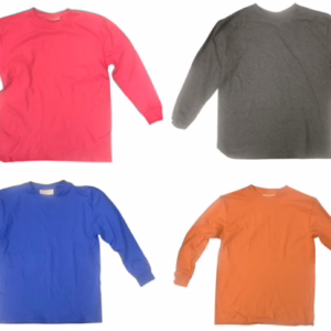 Wholesale Lot Of 1,440 Long Sleeve Boys T-Shirts - Sizes S, M, And L - Four Colors - Your Price Is Only $1.00 Each