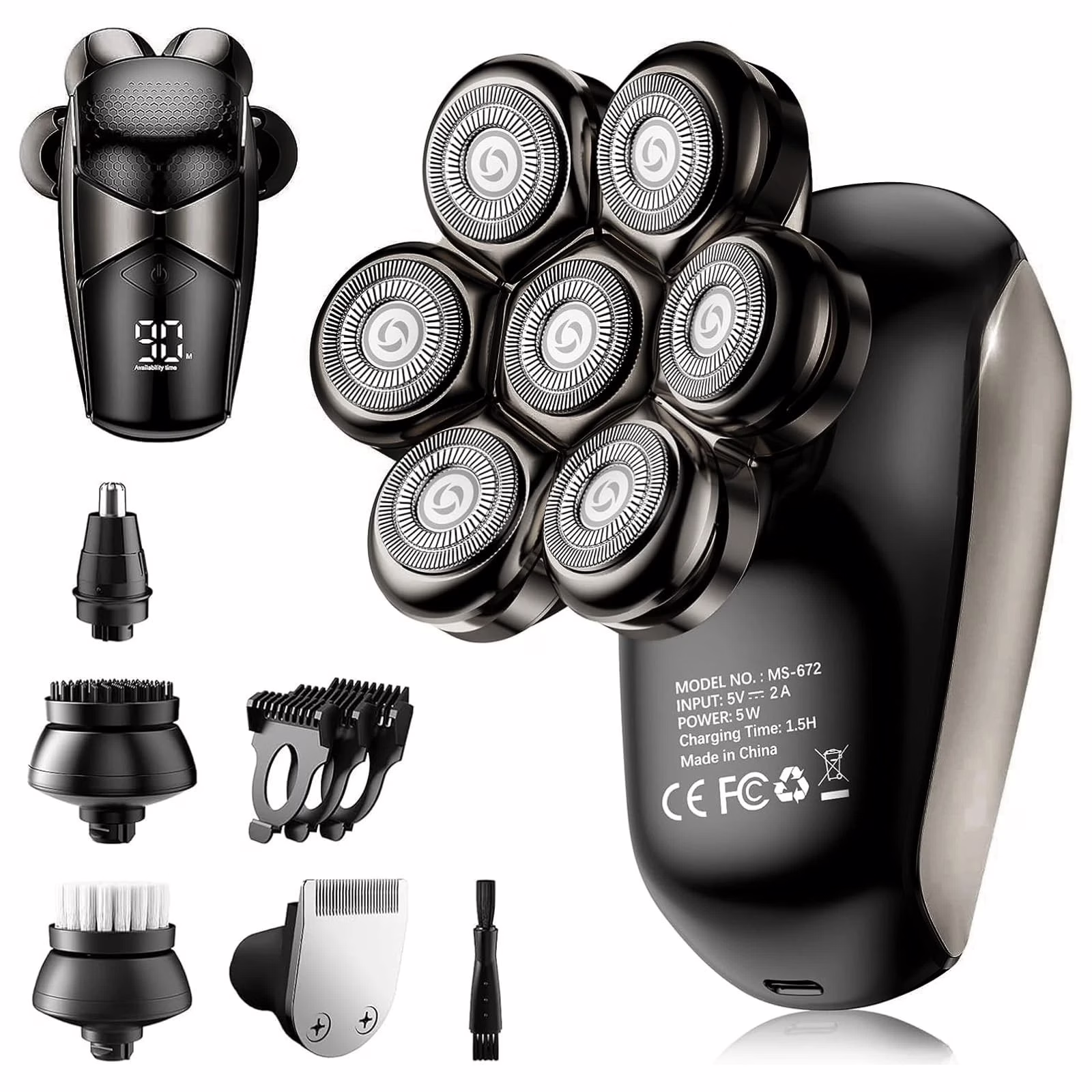 Wholesale Lot Of 1,200 5-in-1 Electric Razor for Bald Men - IPX7 Waterproof Grooming Kits - Suggested Retail Price $50 Each - Your Price Is Only $8 Each