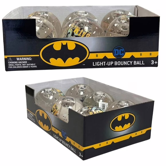 Wholesale Lot Of 72 Licensed Batman 3" Light Up Glitter Water Balls - Your Price Is Only $2 Each