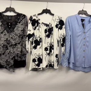 Wholesale Lot Of 6,600 Plus Size Blouses By Simply Irresistible, Forgotten Grace, And Ruby - Plus Size Blouses, Tops, And Kimonos - MSRPs To $59.99 Each - Your Price Is Only $3.00 Each