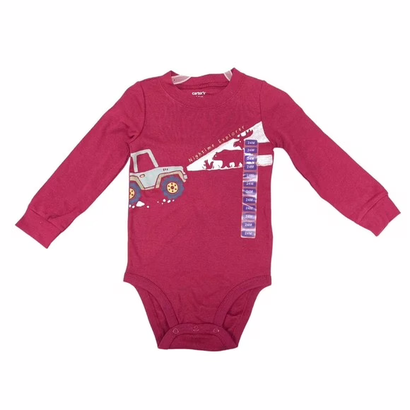 Wholesale Lot Of 960 Carter's Baby One Piece Outfits - Color Red - Sizes 12, 18, And 24 Months - Your Price Is Only $1.50 Each