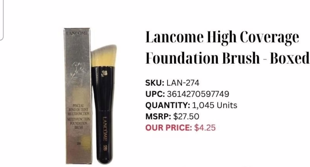 Wholesale Lot Of 100 Lancome High Coverage Foundation Brushes - Boxed Individually - MSRP $27.50 Each - Your Price Is Only $5.25 Each