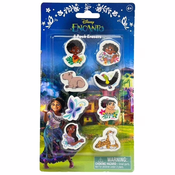 Wholesale Lot Of 2,304 Disney Encanto 8 Pack Eraser Sets - MSRP $6.99 Each - Your Price Is Only .59 Each