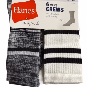 Wholesale Lot Of 36 Packs Of Men’s Hanes Crew Socks - 6 Pairs In A Pack - Size 6-12 - Your Price Is Only $5.00 Per Pack