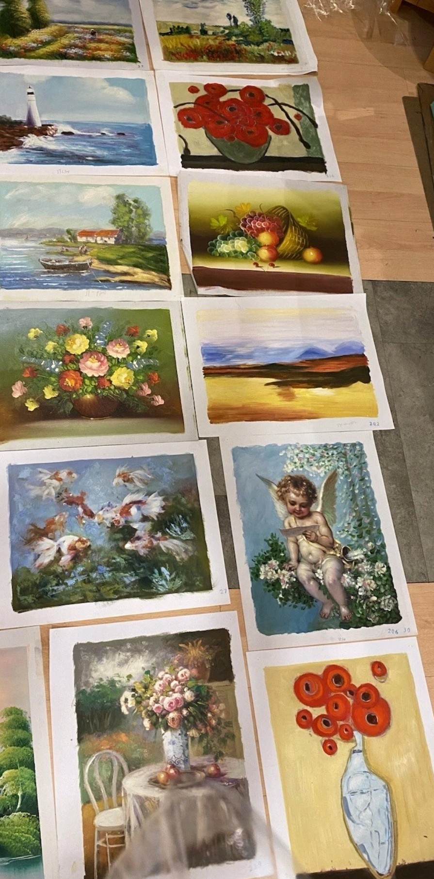 Wholesale Lot Of 7,500 Oil Paintings On Canvas - Your Price Is Only $1.00 Each 4 Sizes 500(24x36) 2000(20x24 ) 3000( 16x20 ) 2000 ( 12x16)