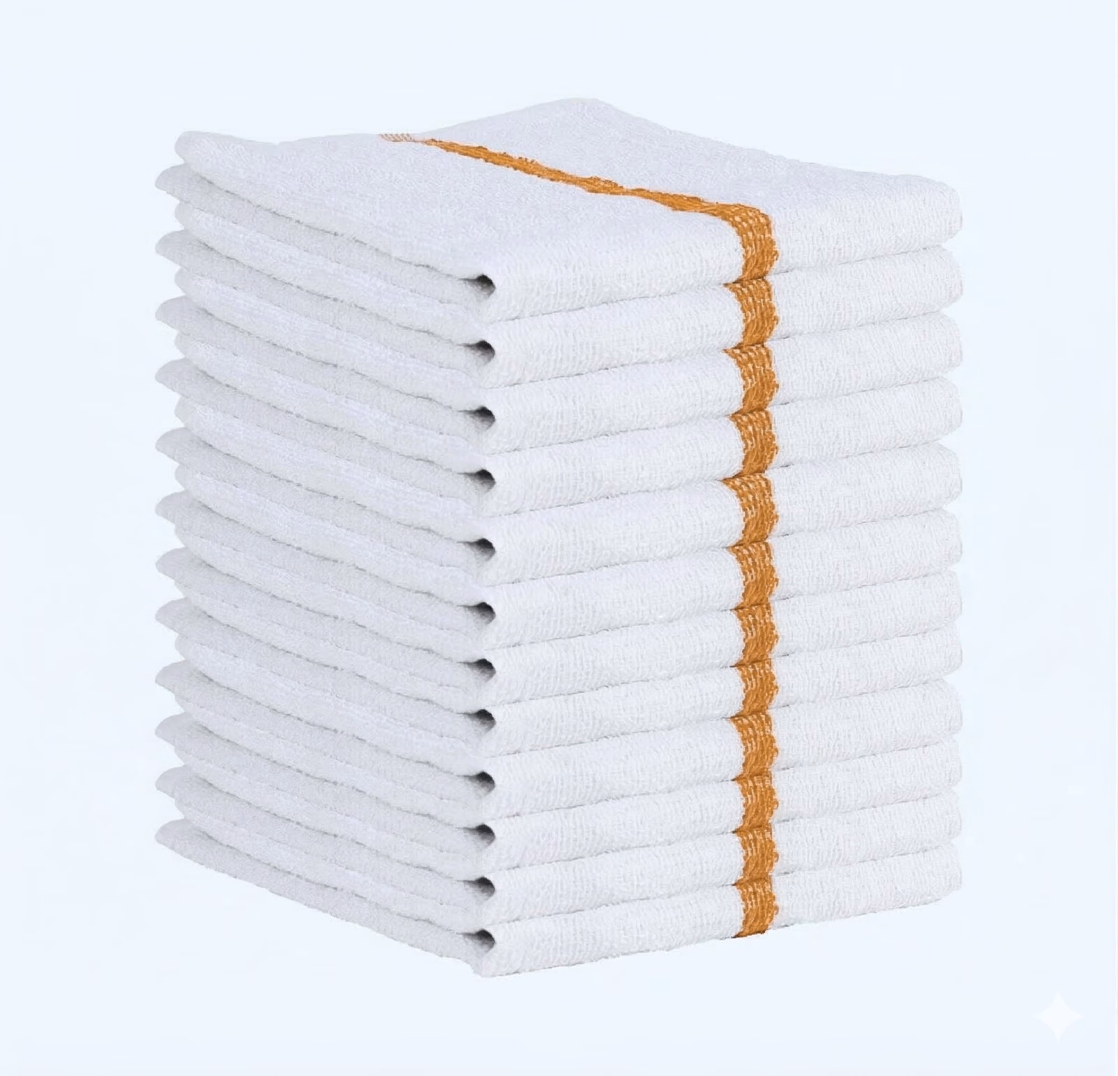 Wholesale Lot Of 70 Cases Brand New Bar Mop Towels 16” x 19” Gold Stripe – 840 Dozen (10,080 Towels) – $10.00 Per Dozen | $120.00 Per Case