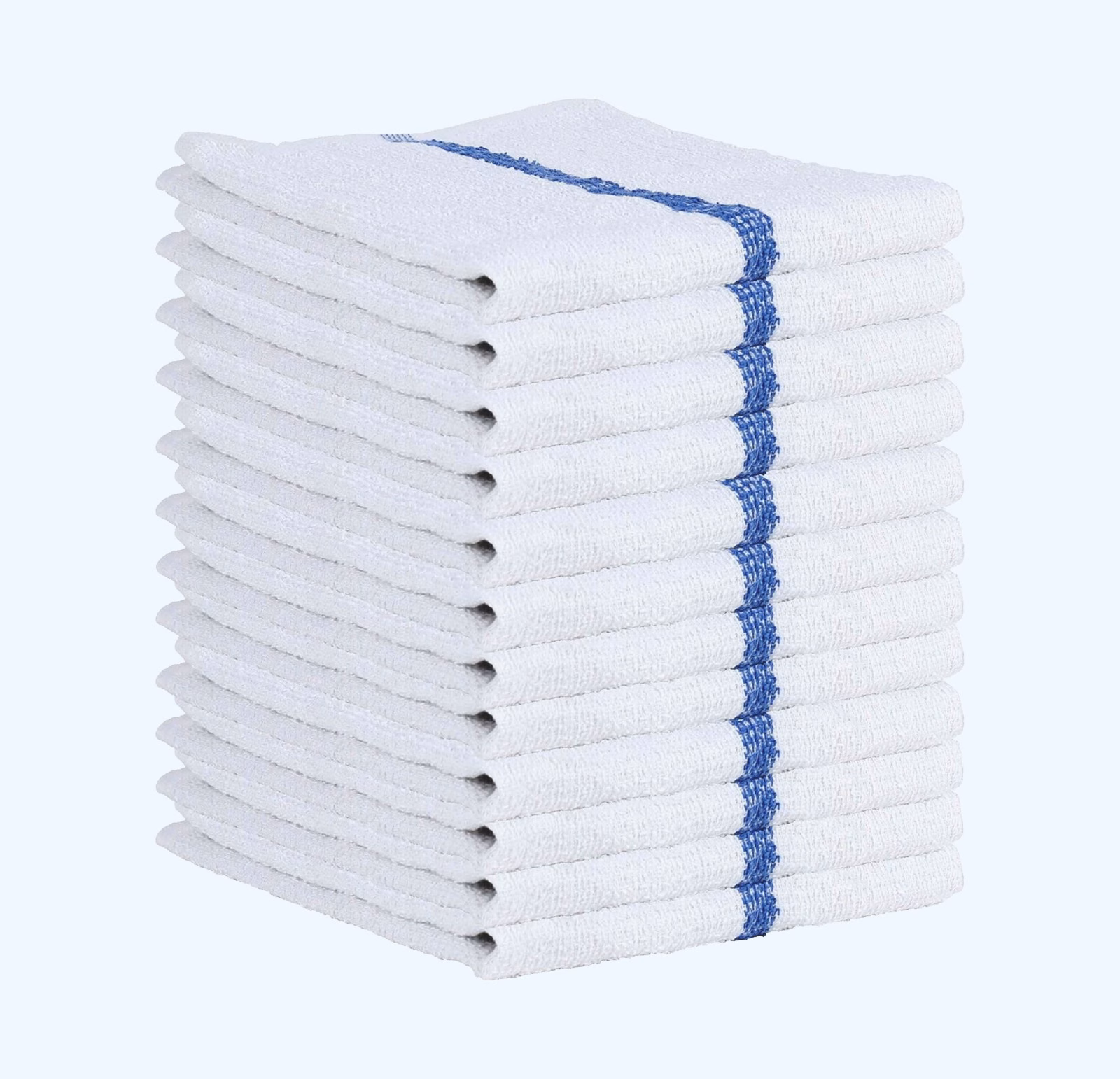 Wholesale Lot Of 70 Cases Brand New Bar Mop Towels 16” x 19” Blue Stripe – 10,080 Units Bulk Inventory – Only $120.00 Per Case