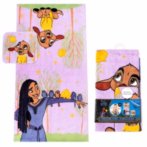 Wholesale Lot Of 24 Disney Wish Asha and Valentino 2-Piece Bath Towel and Washcloth Sets - UPC 032281336226 - MSRP $22.99 Each - Your Price Is Only $4.00 Each Set