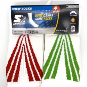 Wholesale Lot Of 360 Packs Of Starter Youth Crew Socks – 4 Pairs Per Pack – Sizes 3-9 – Suggested Retail Price $9.99 Per Pack – Your Price Is Only $2.00 Per Pack