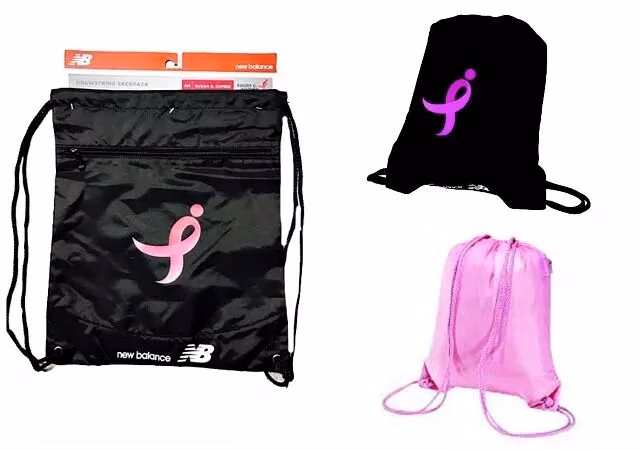 Wholesale Lot Of 480 New Balance Susan G. Komen Drawstring Gym Sacks – Suggested Retail Price $15.00 Each – Your Price Is Only $3.50 Each