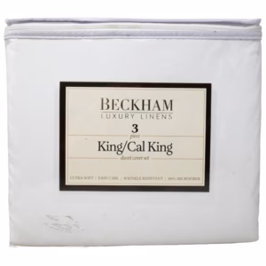 Wholesale Lot Of 288 Beckham Hotel Collection 3-Piece White King/California King Duvet Cover Sets – Soft Brushed 1800 Series Microfiber – Includes Duvet Cover & 2 Pillow Shams – Zipper Closure – Hypoallergenic – MSRP $94.99 Each – Your Price Is Only $12.00 Each