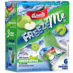 Wholesale Lot Of 881 FreezeMe Freezer Pop Sour Green Apple Cases– 12 Packs Of 6 Pieces – UPC 032797000697 – $43.03 Each Case