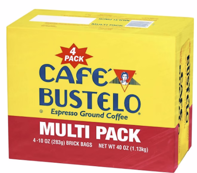 Wholesale Lot Of 396 Café Bustelo Espresso Ground Coffee Brick 4-Packs 4x10oz – UPC Code 074471017218 – Your Price Is Only $23.16 Each