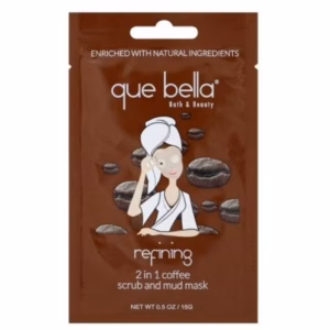 Wholesale Lot Of 11,520 Que Bella 2-In-1 Coffee Scrub & Mud Masks 0.5oz – MSRP $2.99 Each – Price $0.60 Each – Free Shipping