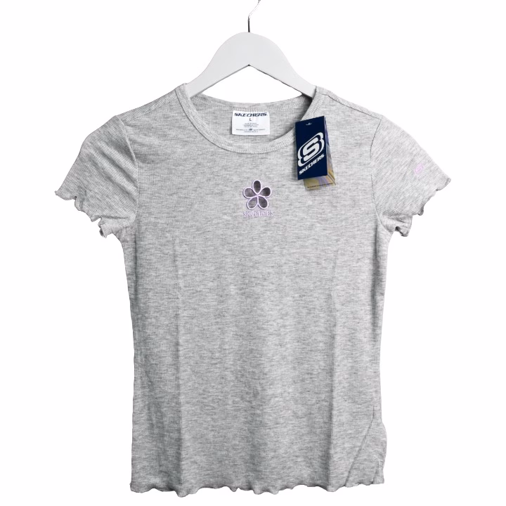 Wholesale Lot Of 2,674 SKECHERS Girls Oxford Heather SS Daisy Die-Cut Tees - UPC 194257416346 - MSRP $9.99 - Price $1.50 Each