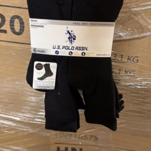 Wholesale Lot Of 2,000 Packs Of US Polo Crew Socks - 6 Pairs In A Package - Assorted Sizes And Colors - Your Price Is Only $2.75 Per Pack