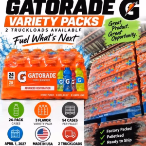 Wholesale Gatorade Thirst Quencher Variety Pack – 24 Bottles Per Case – 54 Cases Per Pallet – Expires April 1, 2027