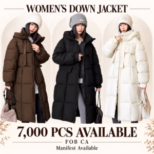 Wholesale Lot Of 7,000 Women’s Down Jackets - 3 Colors - FOB California - Manifest Available - $9 Each