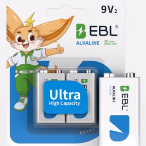 Wholesale Lot Of 20,000 EBL 9V 6LR61 Alkaline Battery Packs - 450mAh - 2-Piece Blister Card Pack - UPC 810161760961 - Original Retail Price $6.29 Per Pack - Your Price Is Only $1.04 Per Pack